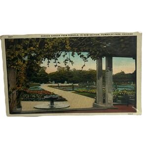 Sunken Garden Humboldt Park Chicago Vintage Curt Teich‎ Postcard